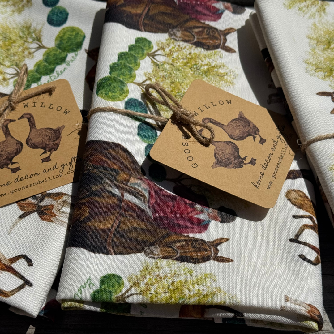 Tea Towel - The Hunt in Woods on Linen Cotton