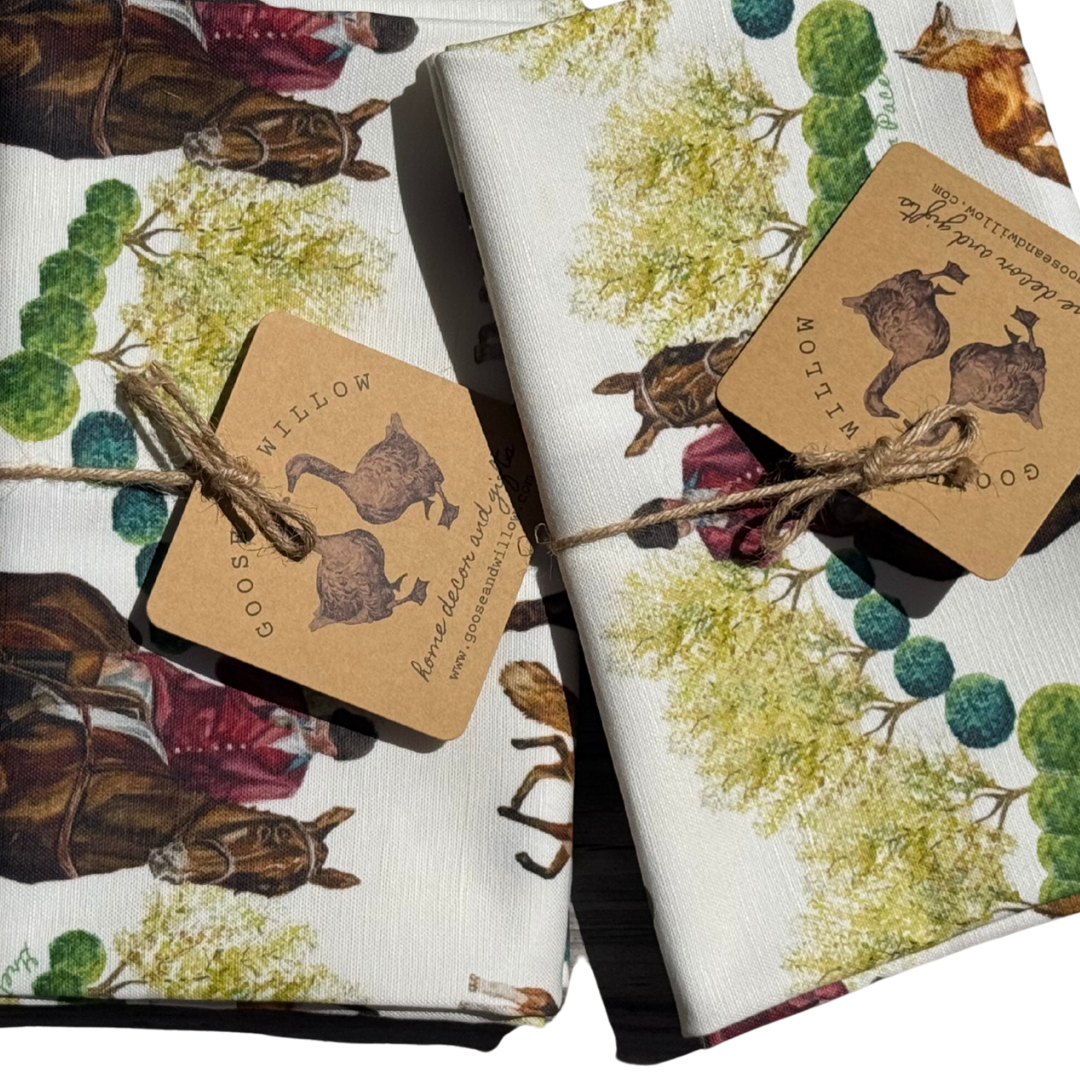 Tea Towel - The Hunt in Woods on Linen Cotton