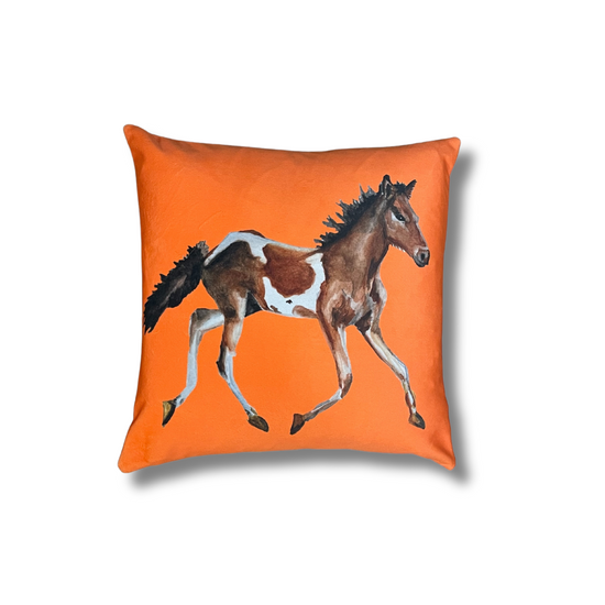 Throw Pillow - Chincoteague Pony on Orange Velvet