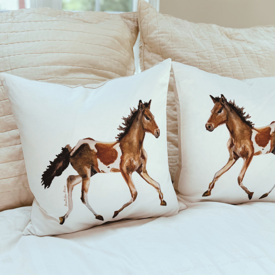 Throw Pillow - Pony on Linen Cotton