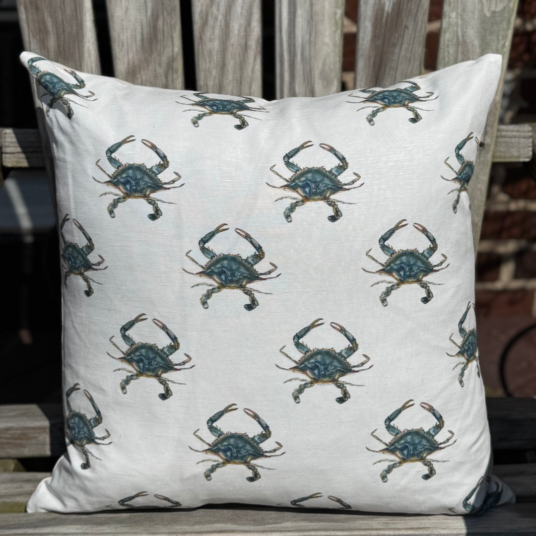 Throw Pillow - Blue Crab Repeat