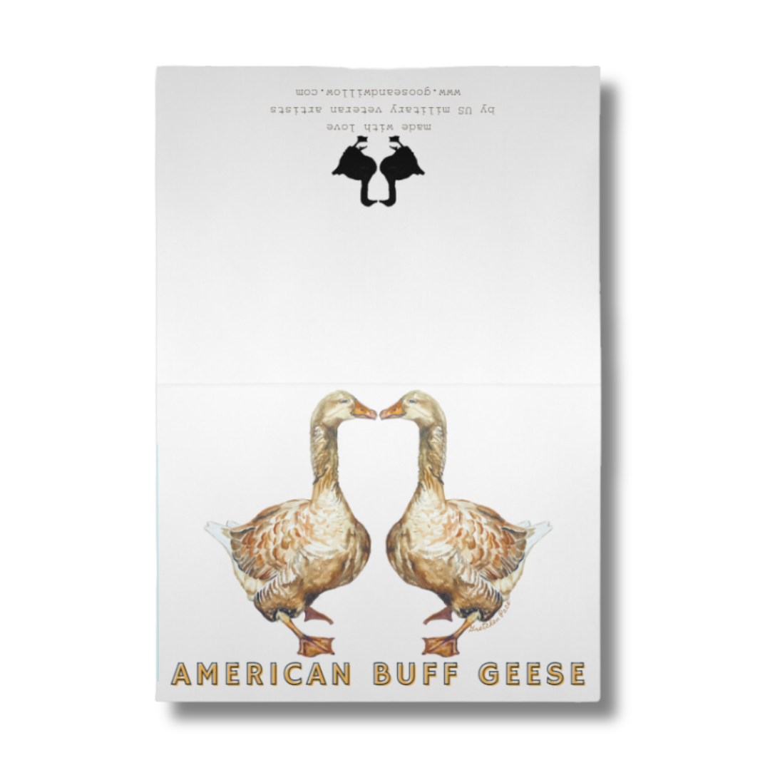 Greeting Card - Kissing American Buff Geese