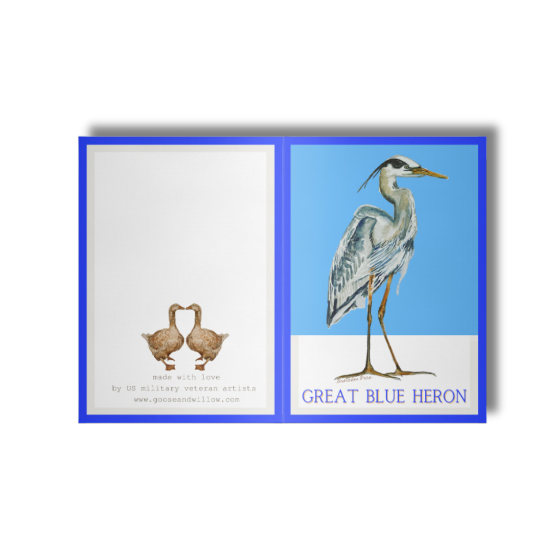 Greeting Card - Heron with Blue Sky and Frame (5x7)