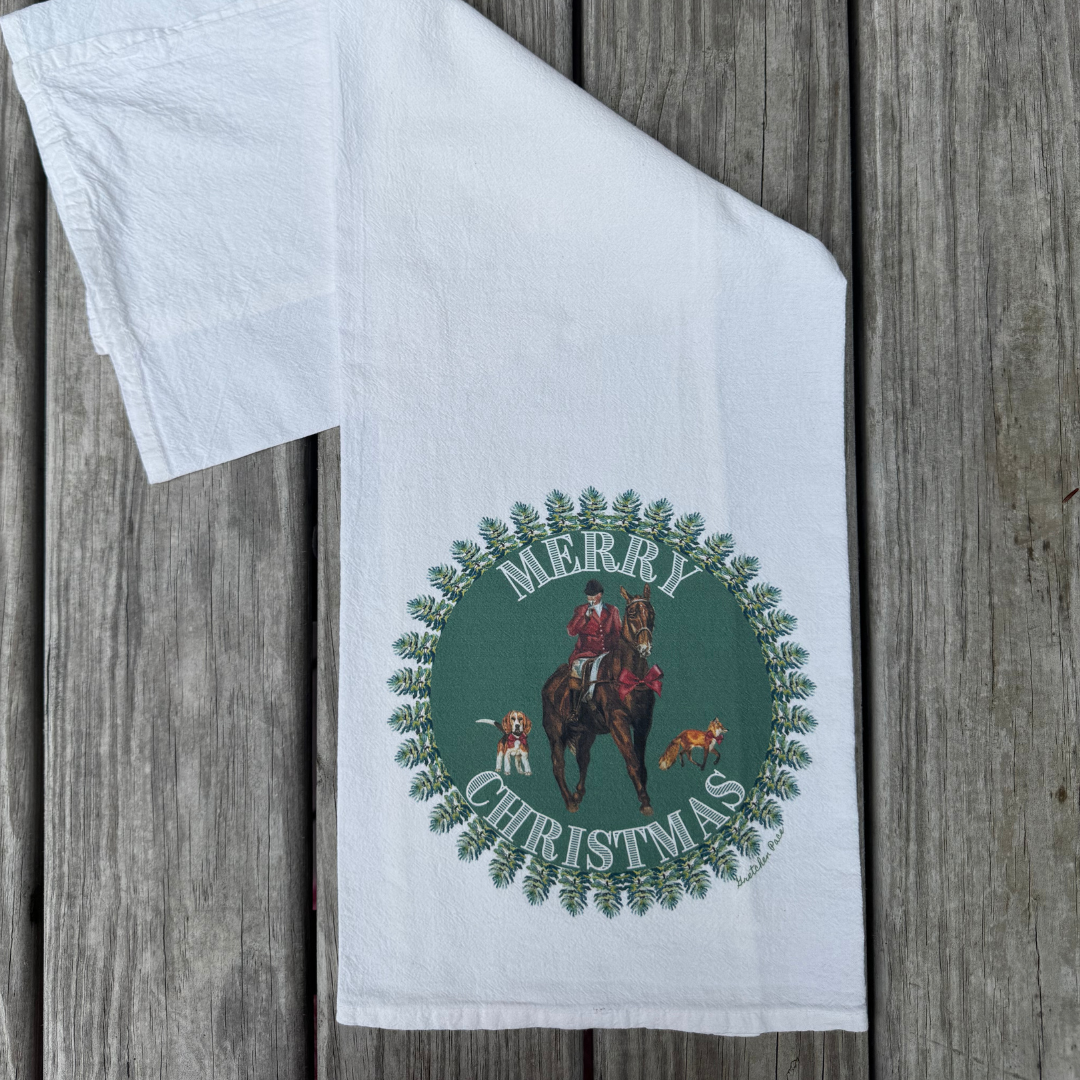 Dish Towel - Merry Christmas Hunt on Flour Sack