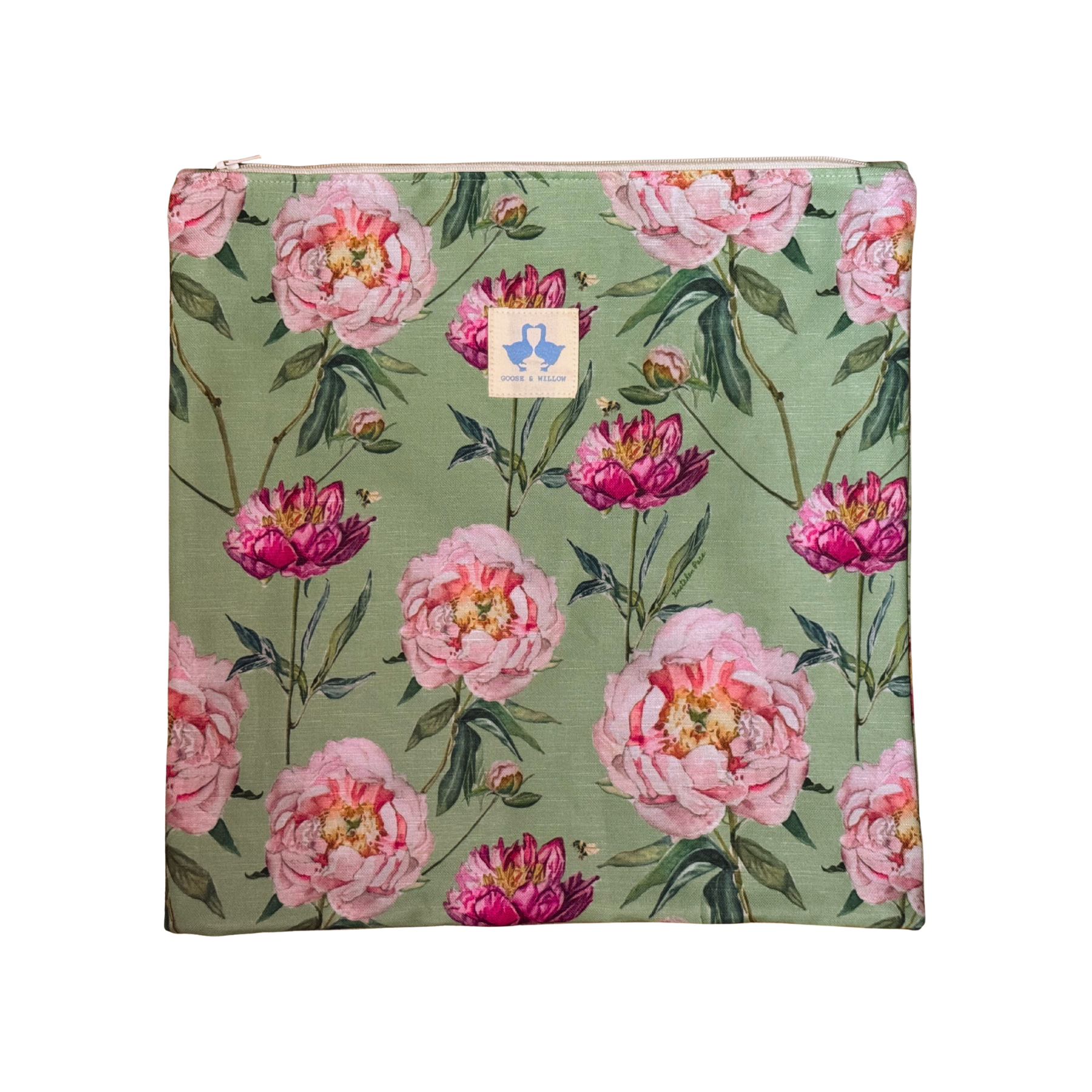 Cosmetic Bag featuring Peony and Bee