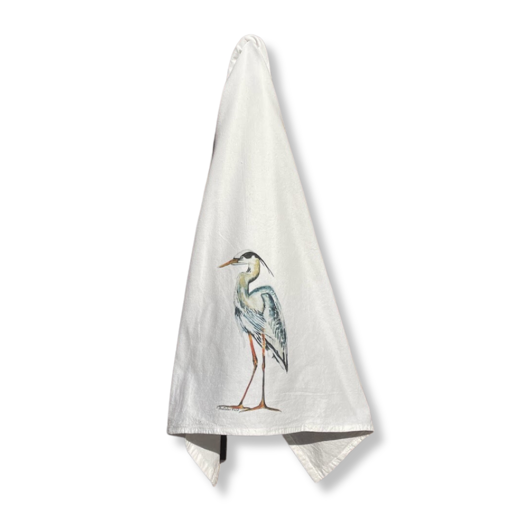 Dish Towel - Heron on Flour Sack