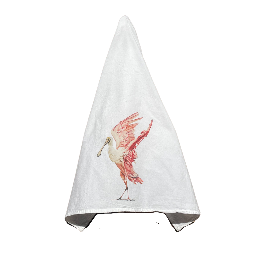 Dish Towel - Roseate Spoonbill on Flour Sack