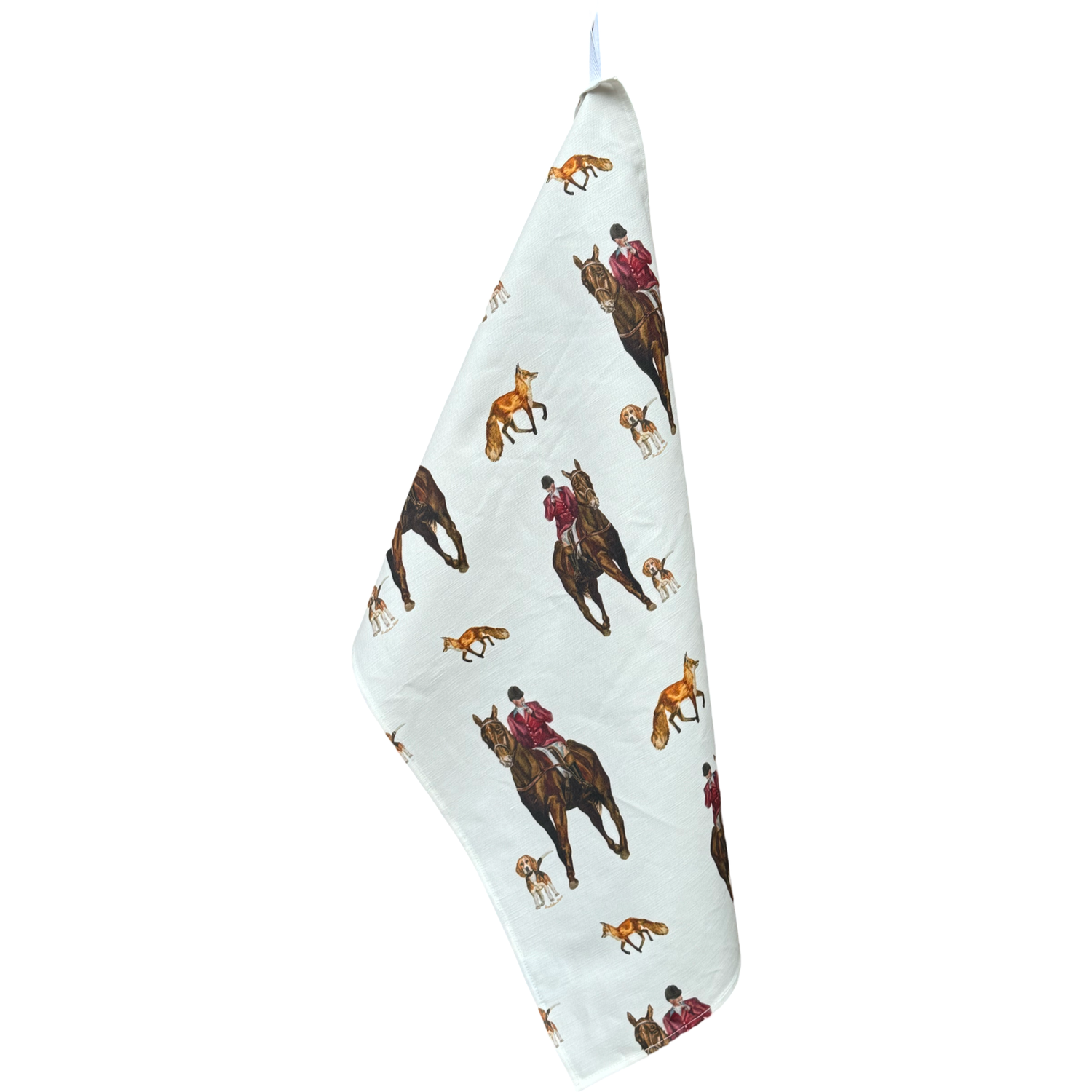 Tea Towel - The Hunt on White Linen Cotton
