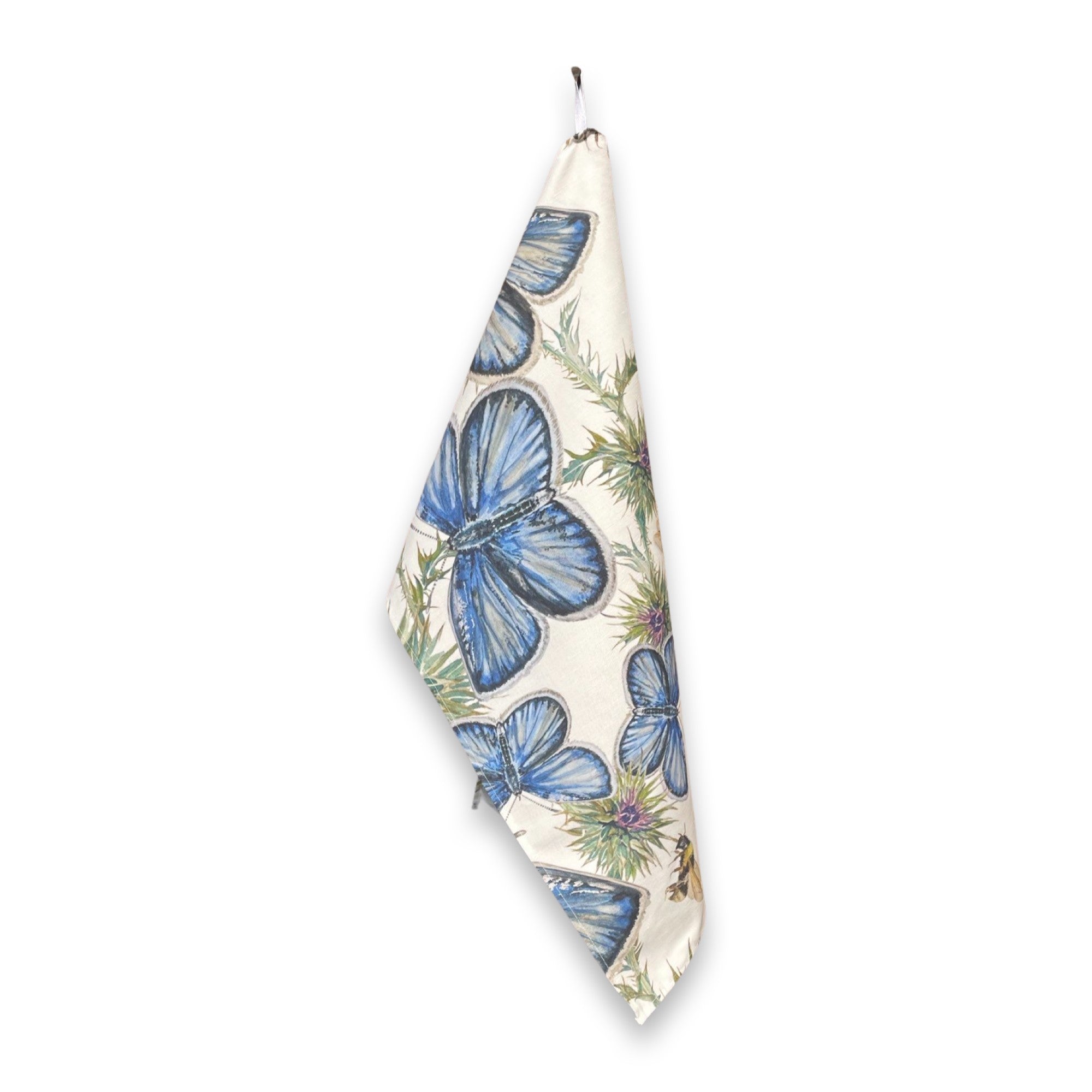 Tea Towel - Butterfly, Thistle, and Bee on Linen Cotton