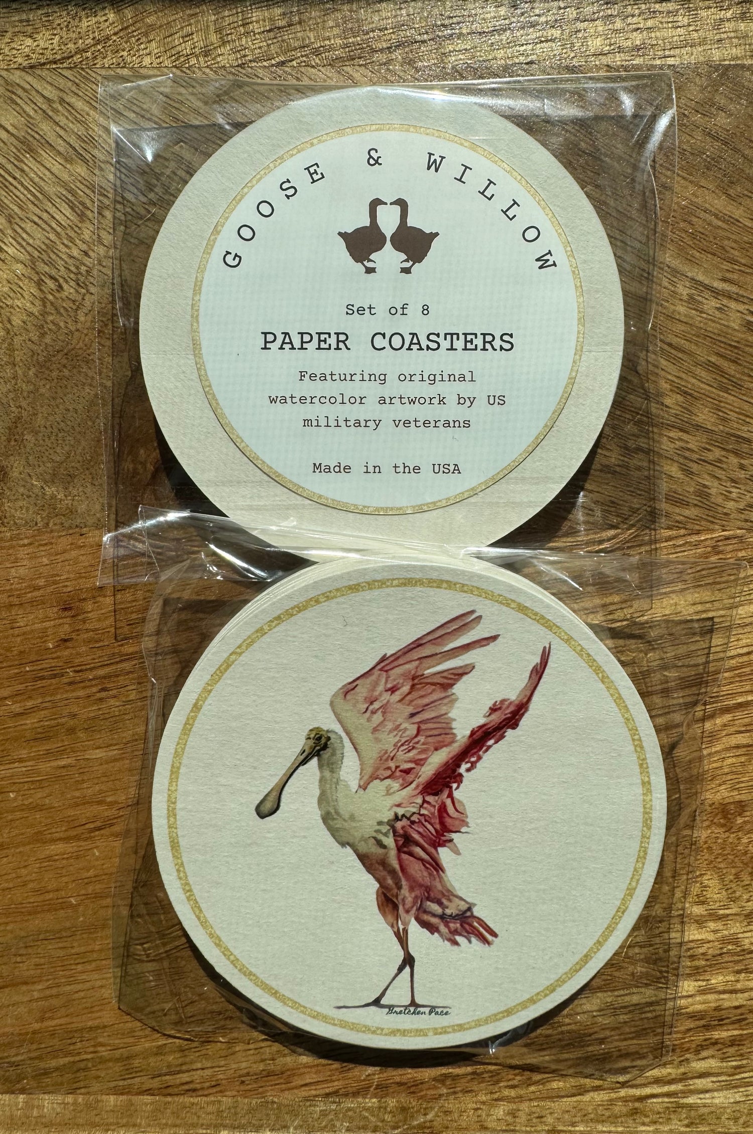 Paper Coasters Set - Roseate Spoonbill (Set of 8)