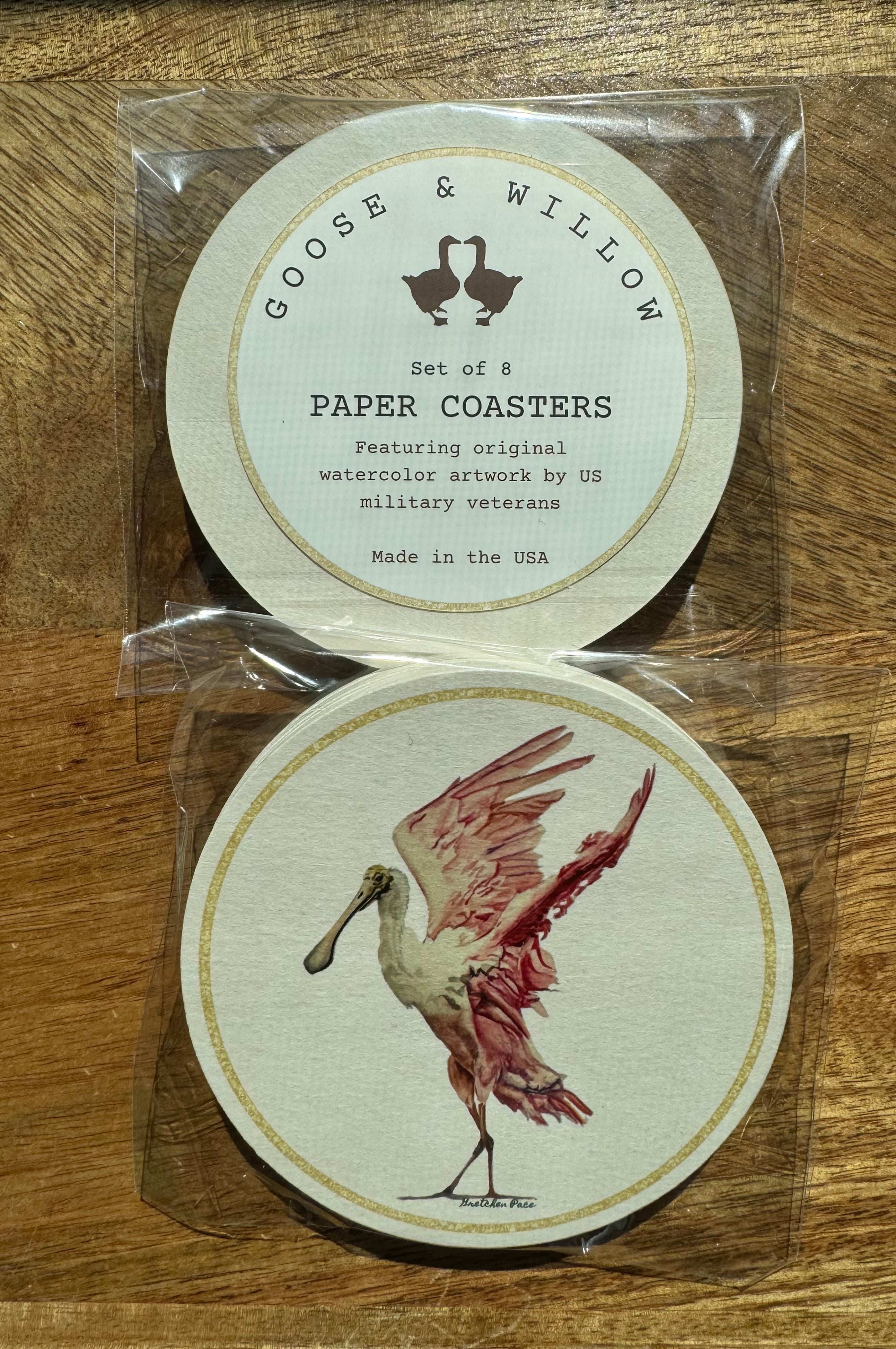 Paper Coasters Set - Roseate Spoonbill (Set of 8)