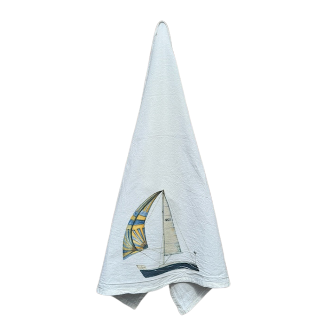 Dish Towel - Sailboat on Flour Sack