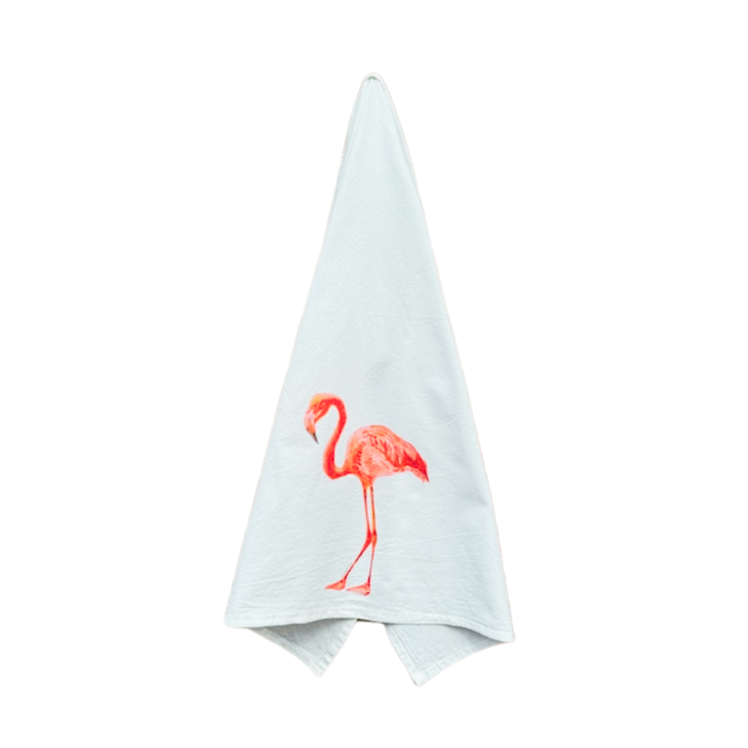 Dish Towel - Flamingo on Flour Sack