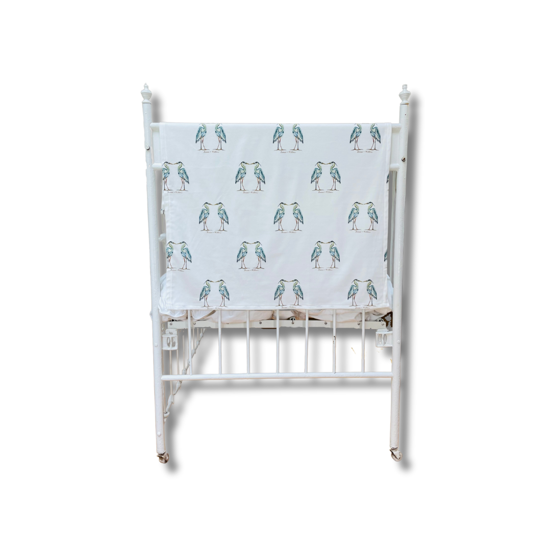 Baby Blanket - Kissing Herons on Organic Cotton Knit
