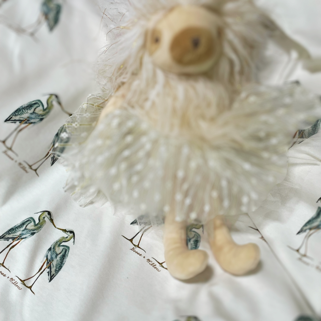Baby Blanket - Kissing Herons on Organic Cotton Knit