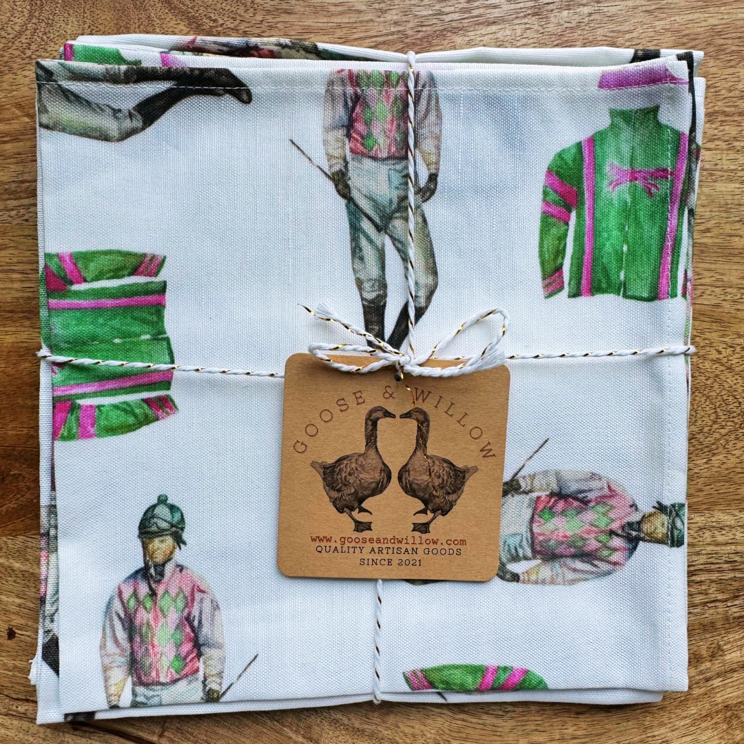 Cloth Napkins - Riders Up on Linen Cotton (Set of 4)