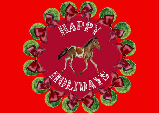 Holiday Card - Pony with Wreath