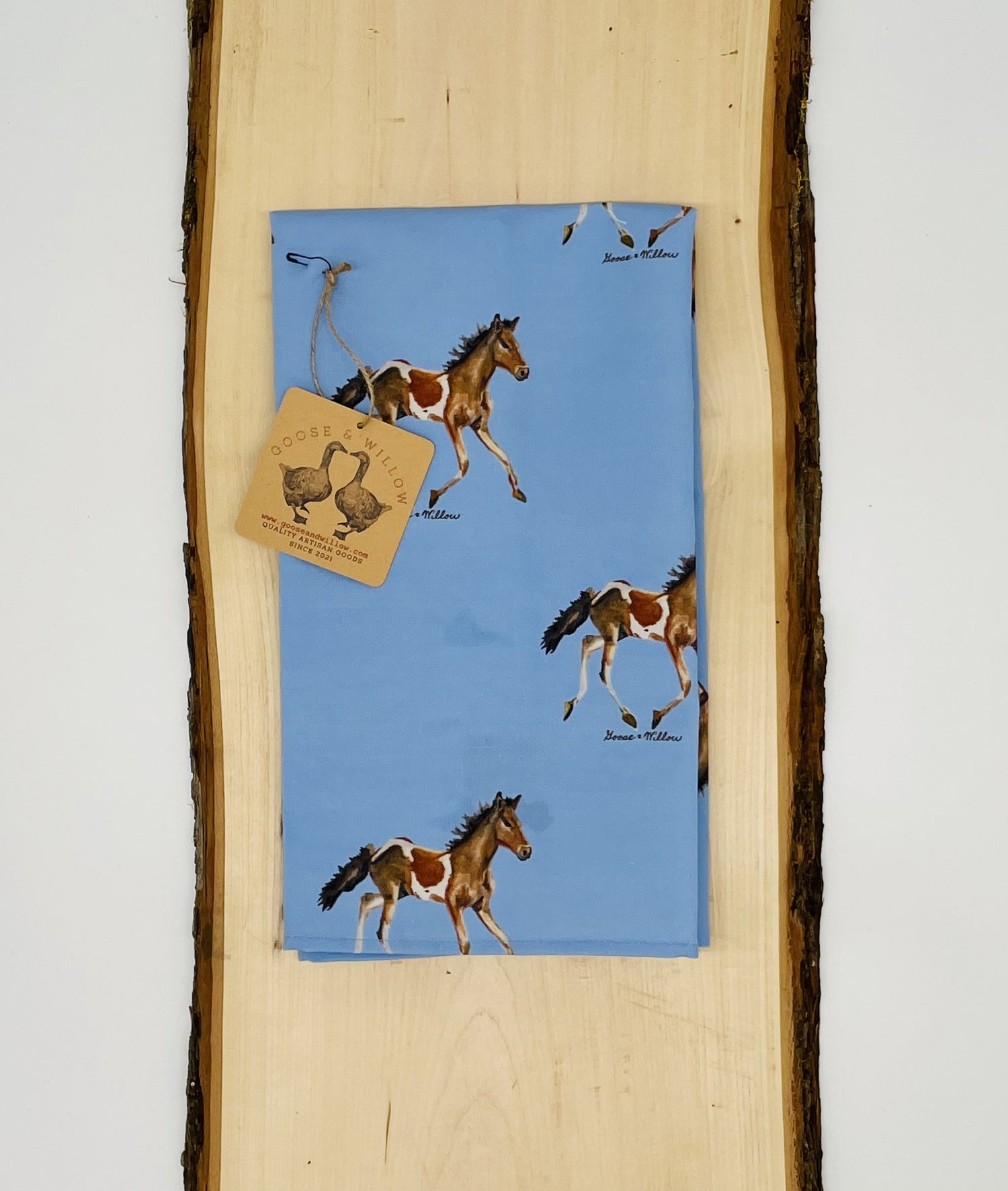 Tea Towel - Pony on Blue Linen Cotton