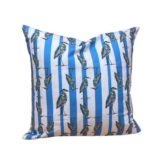 Throw Pillow - Great Blue Heron on Linen Cotton