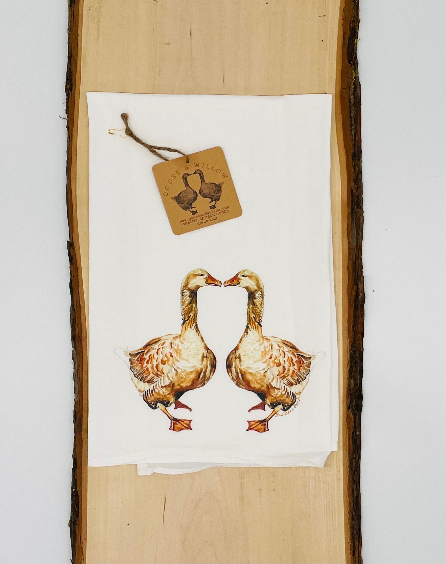 Dish Towel - Kissing Geese on Flour Sack