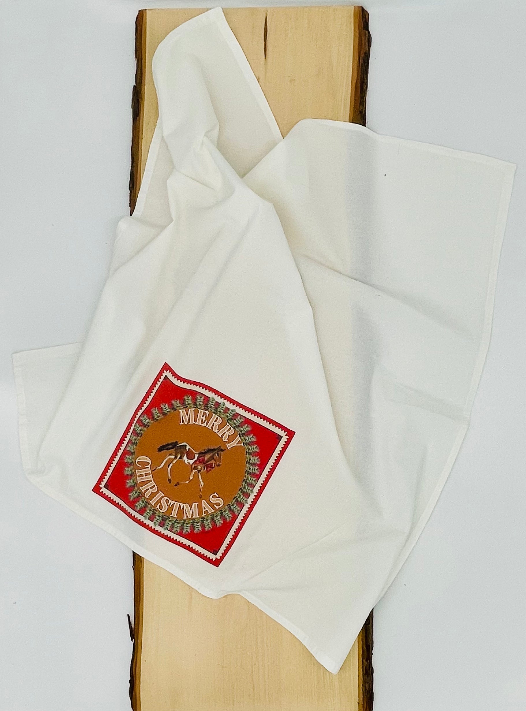 Dish Towel - Merry Christmas Pony on Flour Sack
