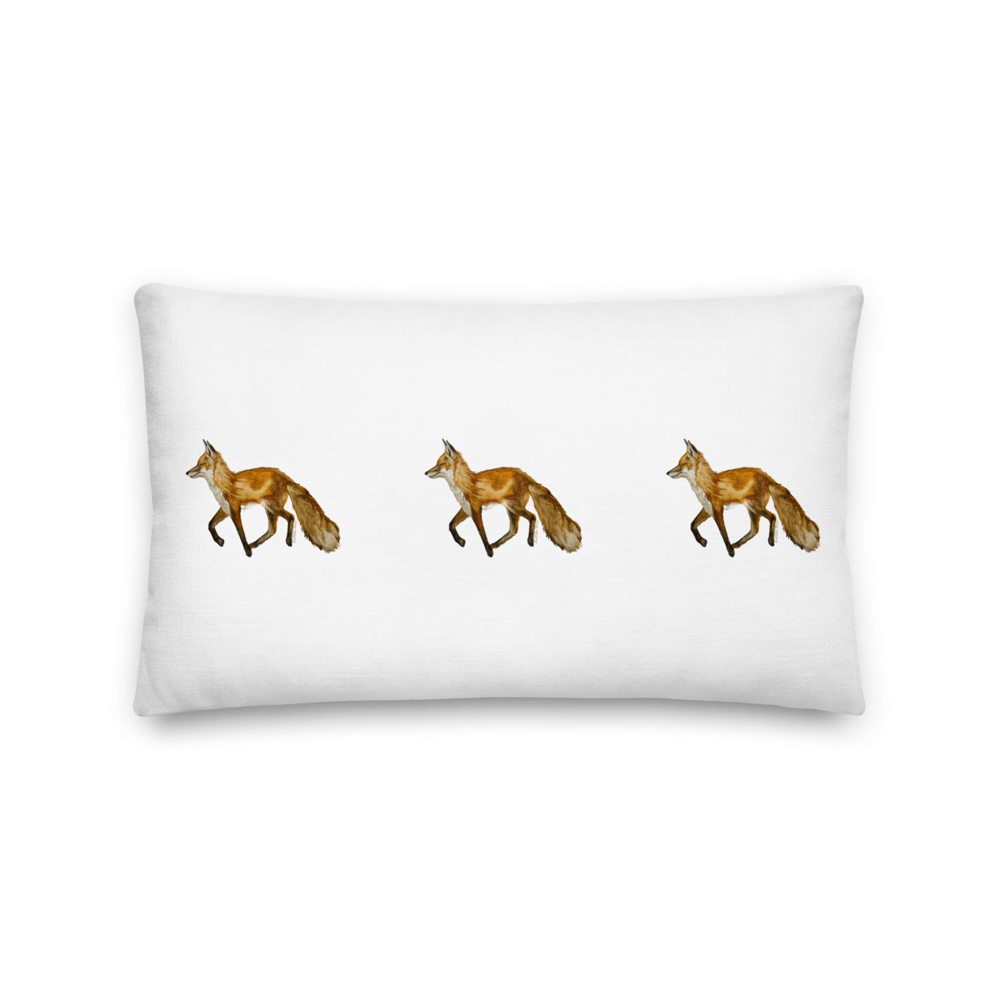 Throw Pillow - Fox Triple on Green Linen Cotton