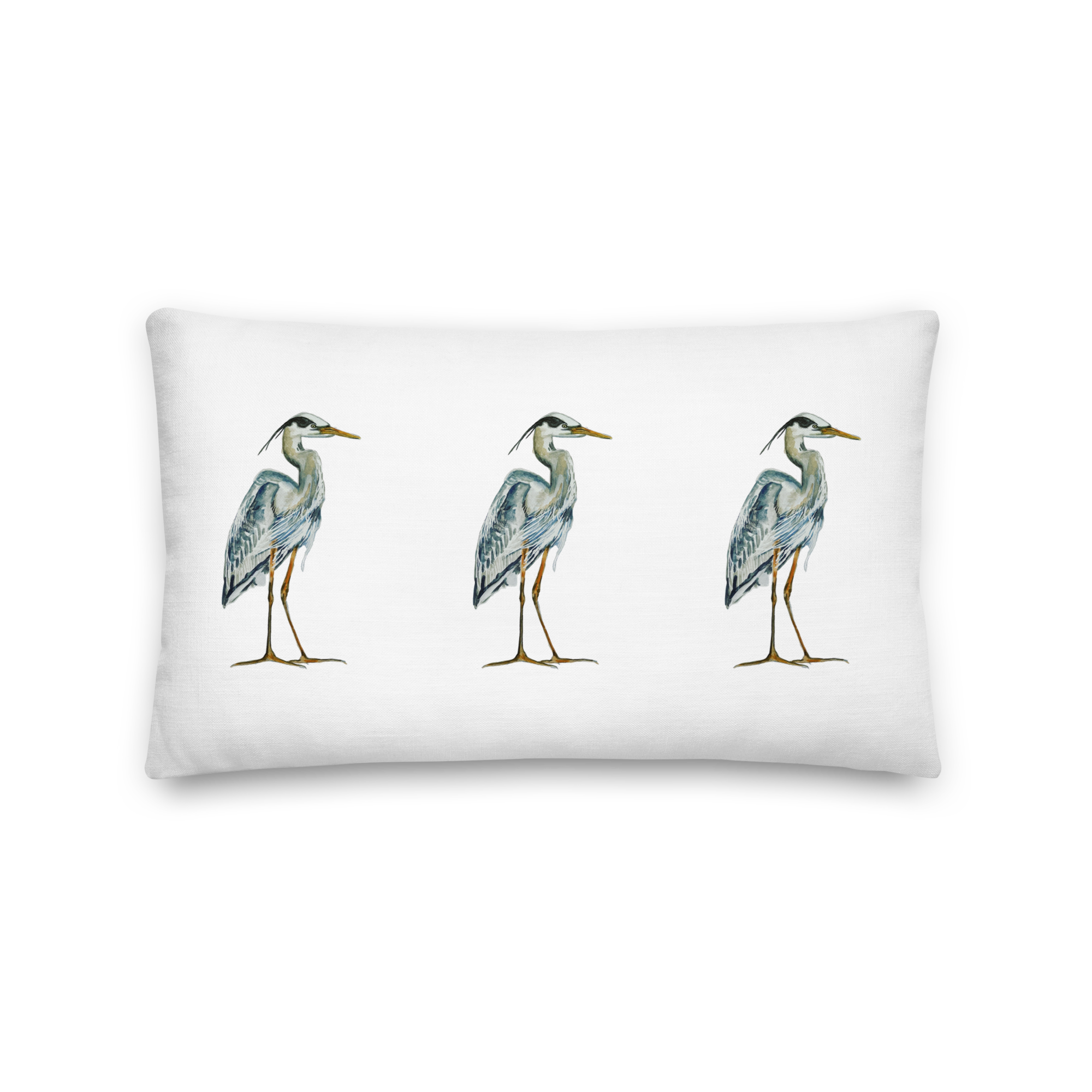 Throw Pillow - Great Blue Heron Triple on Linen Cotton