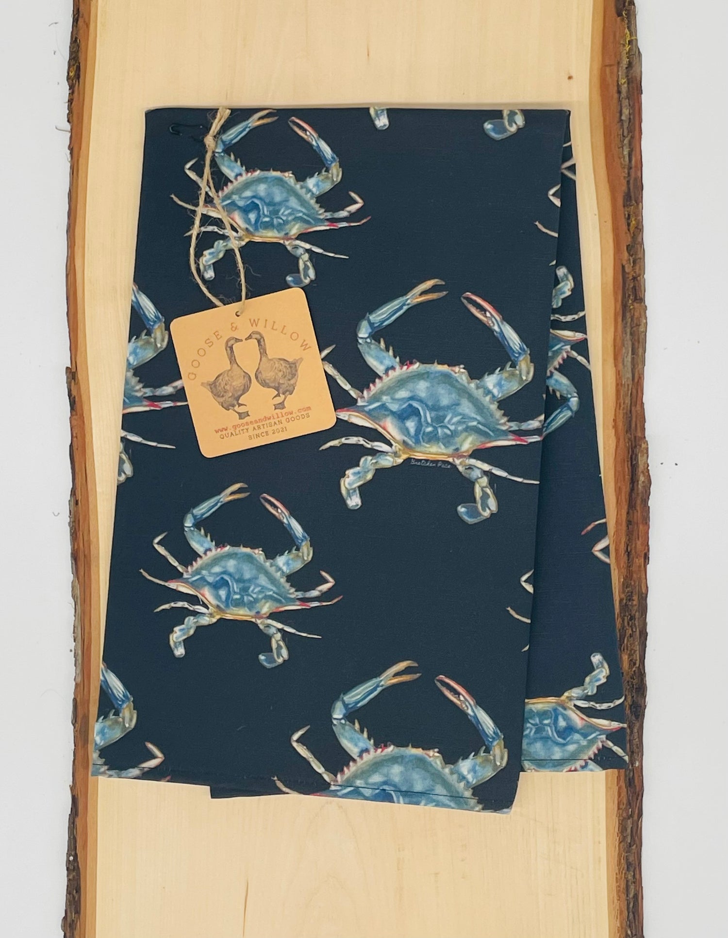 Tea Towel - Crab on Black Linen Cotton