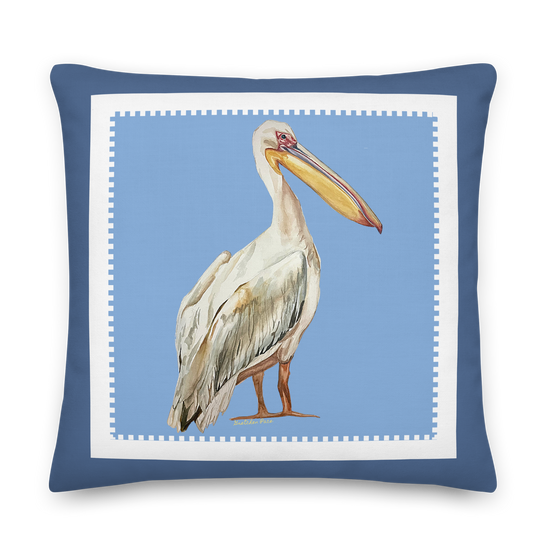 Throw Pillow - Pelican on Blue
