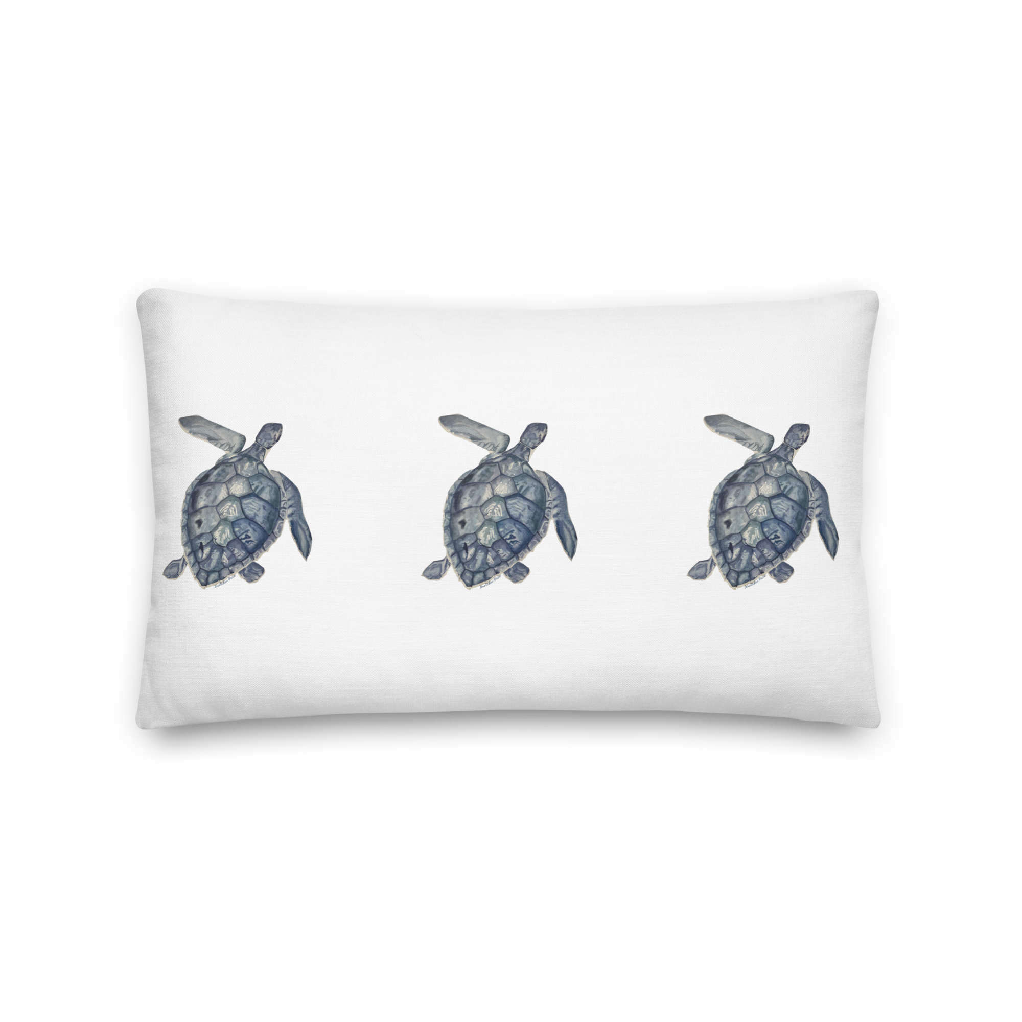 Throw Pillow - Sea Turtle Triple on Linen Cotton Lumbar