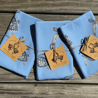 Tea Towel - Sea Turtle on Blue