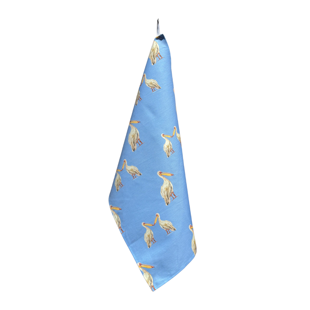 Tea Towel - Pelican on Blue