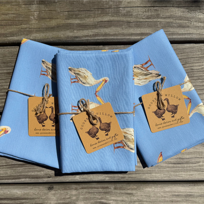 Tea Towel - Pelican on Blue