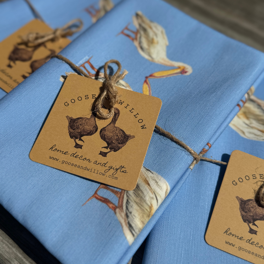 Tea Towel - Pelican on Blue