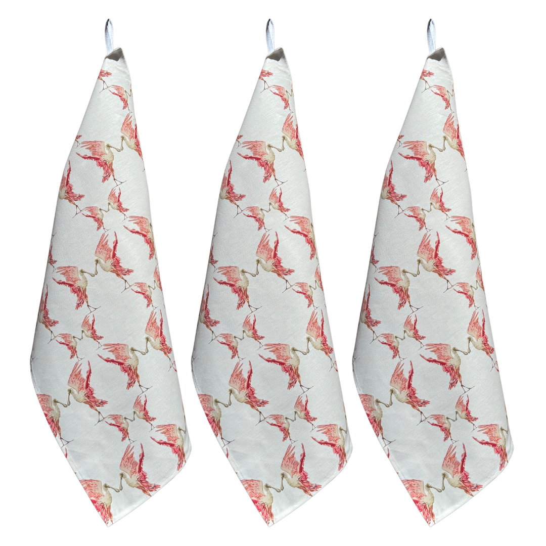 Tea Towel - Spoonbill on White