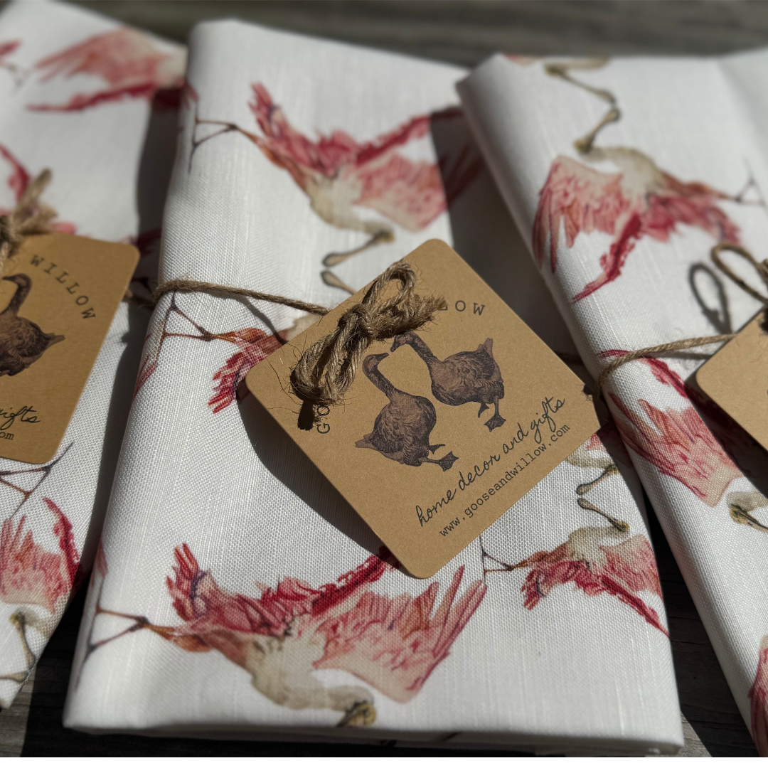 Tea Towel - Spoonbill on White