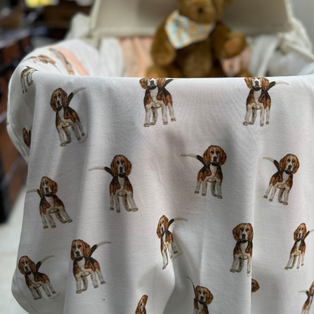 Baby Blanket - Beagle on Organic Cotton Knit