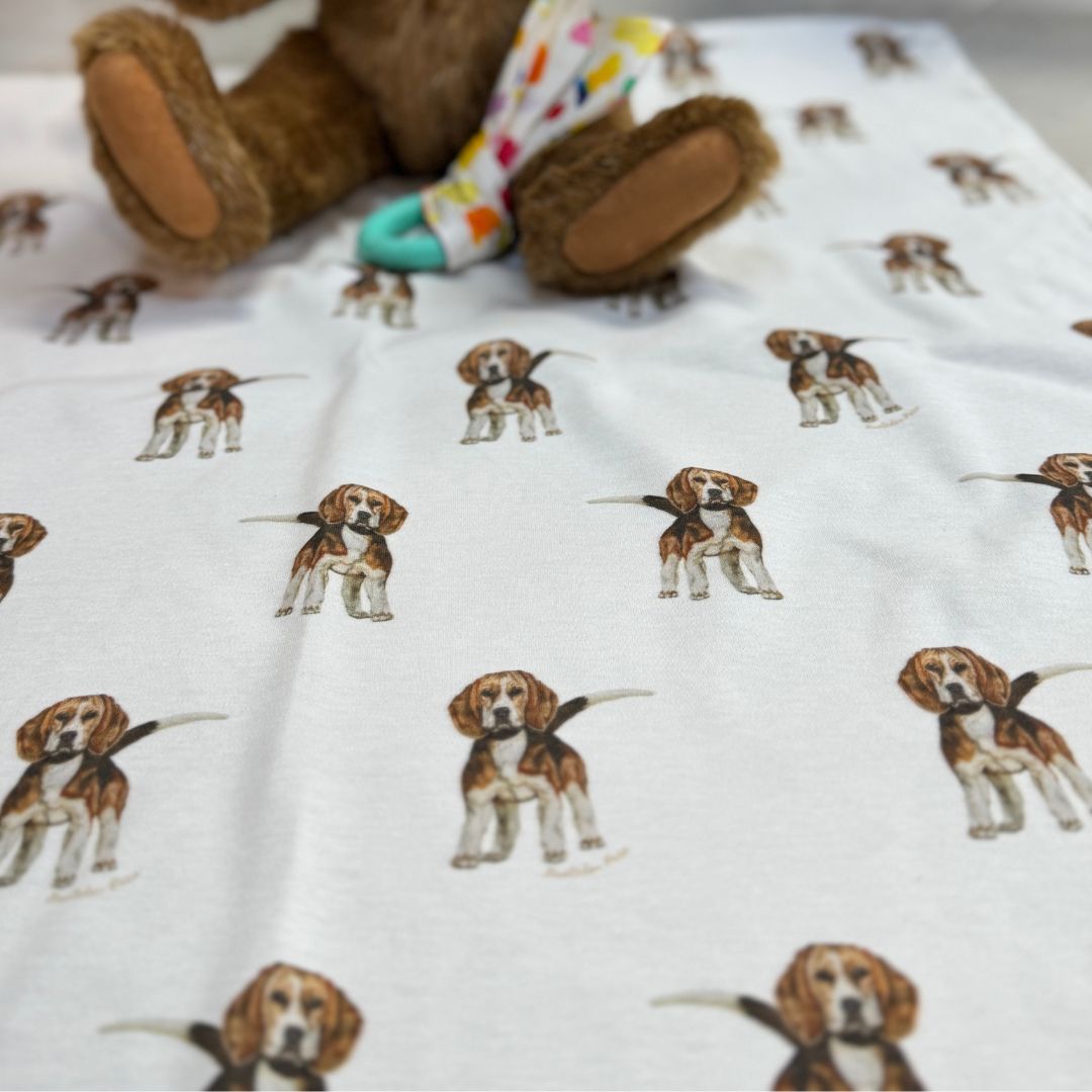Baby Blanket - Beagle on Organic Cotton Knit