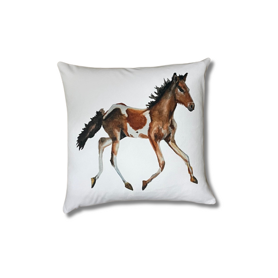 Throw Pillow - Chincoteague Pony on White Velvet