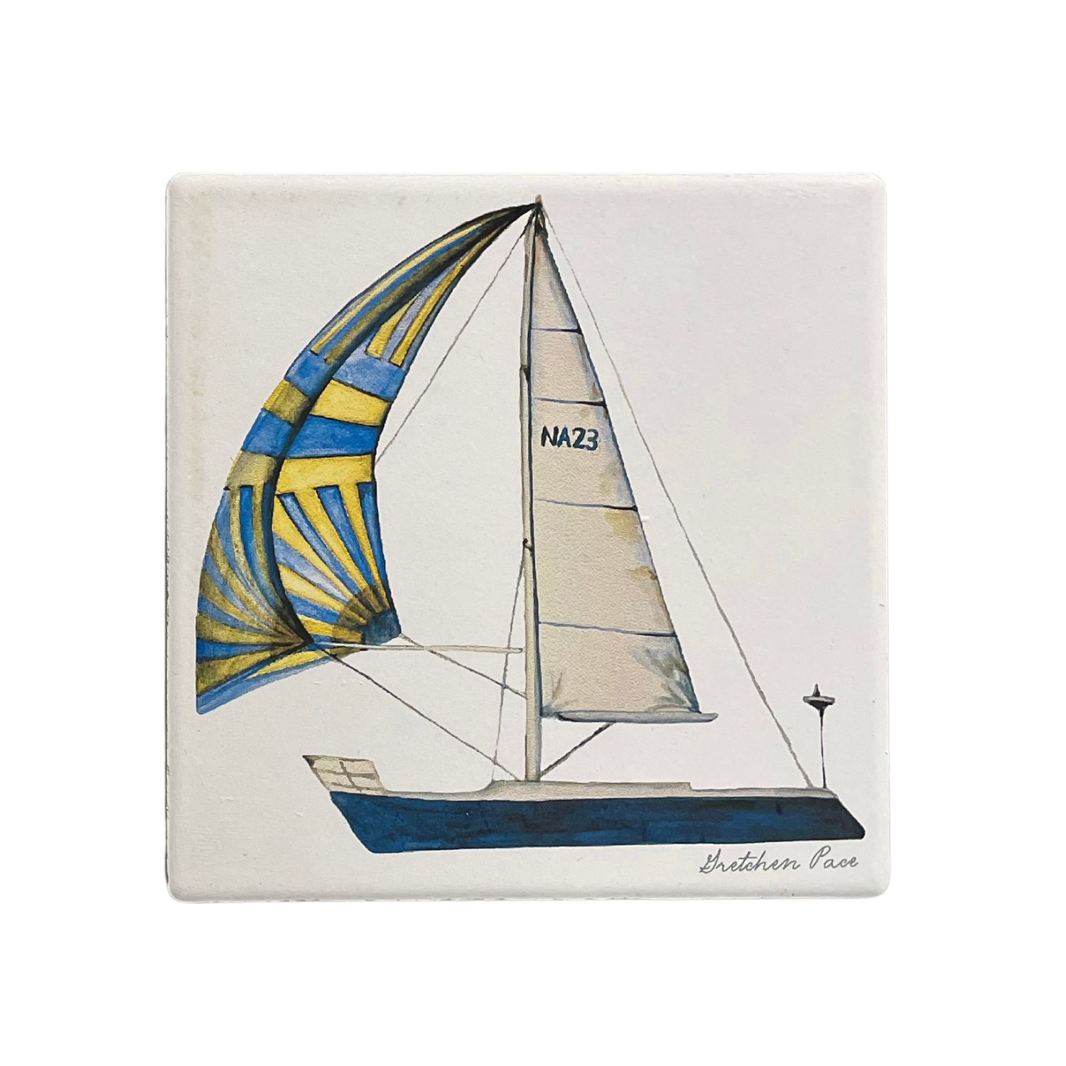 Stone Coaster - Sailboat (Square)
