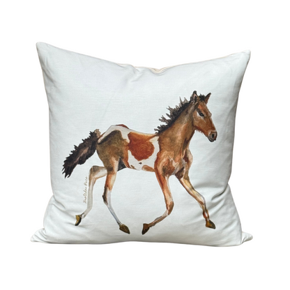 Throw Pillow - Pony on Linen Cotton