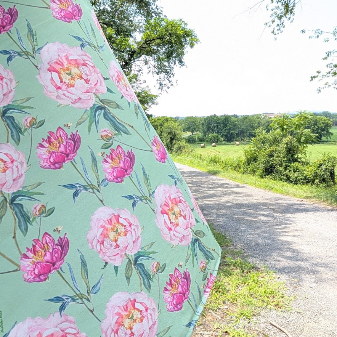 Tea Towel - Peonies on Light Green