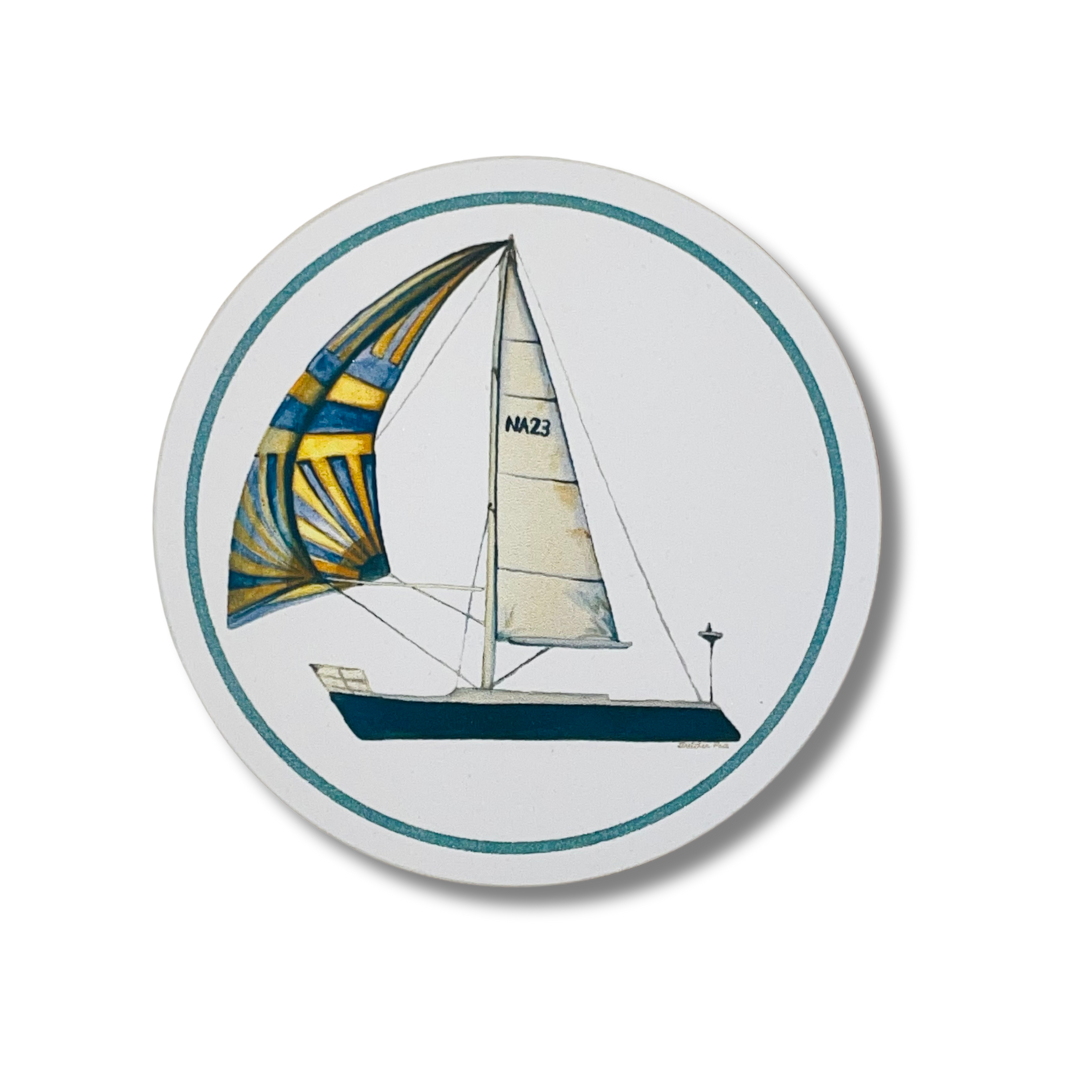 Stone Coaster - Sailboat (Circular)