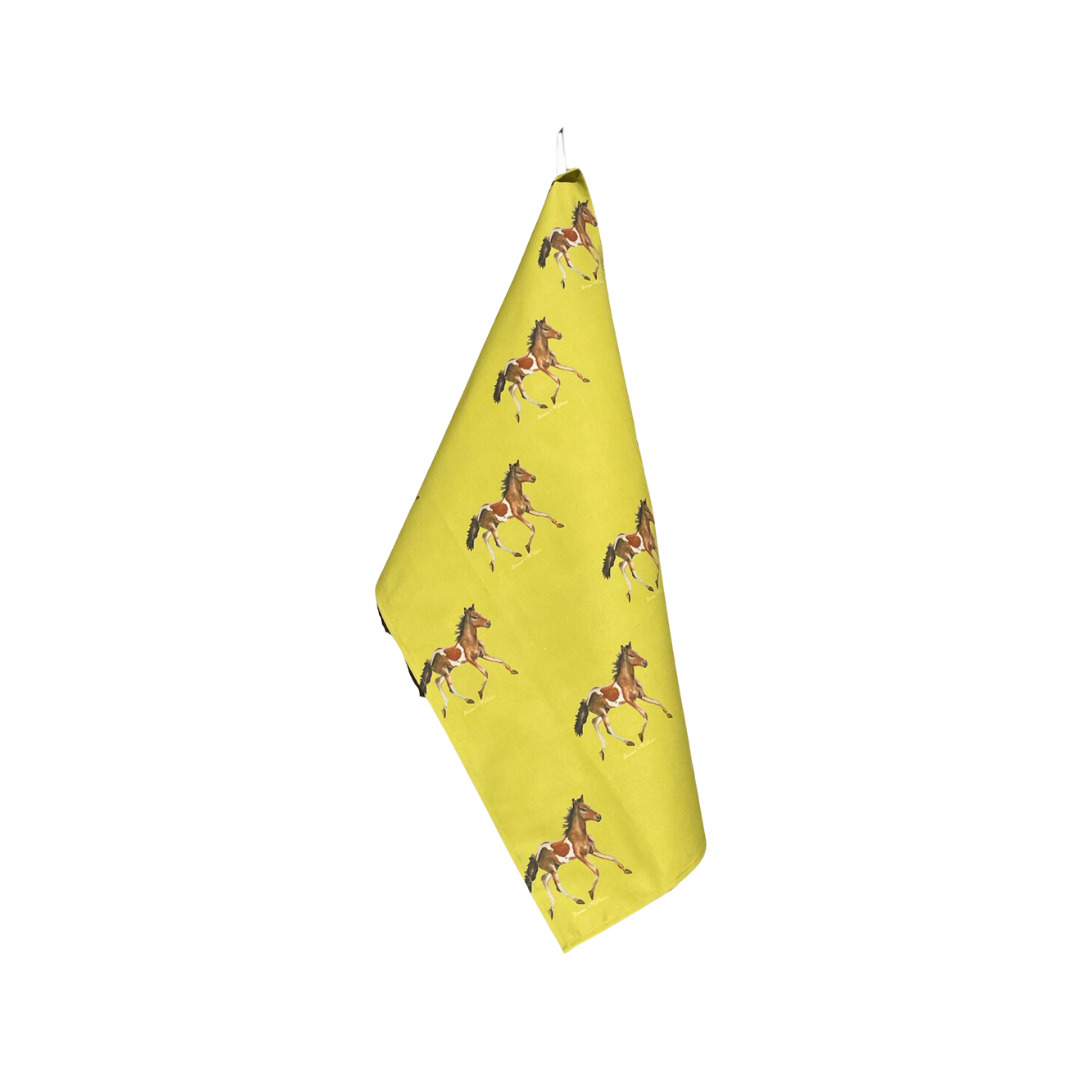 Tea Towel - Pony on Chartreuse Linen Cotton
