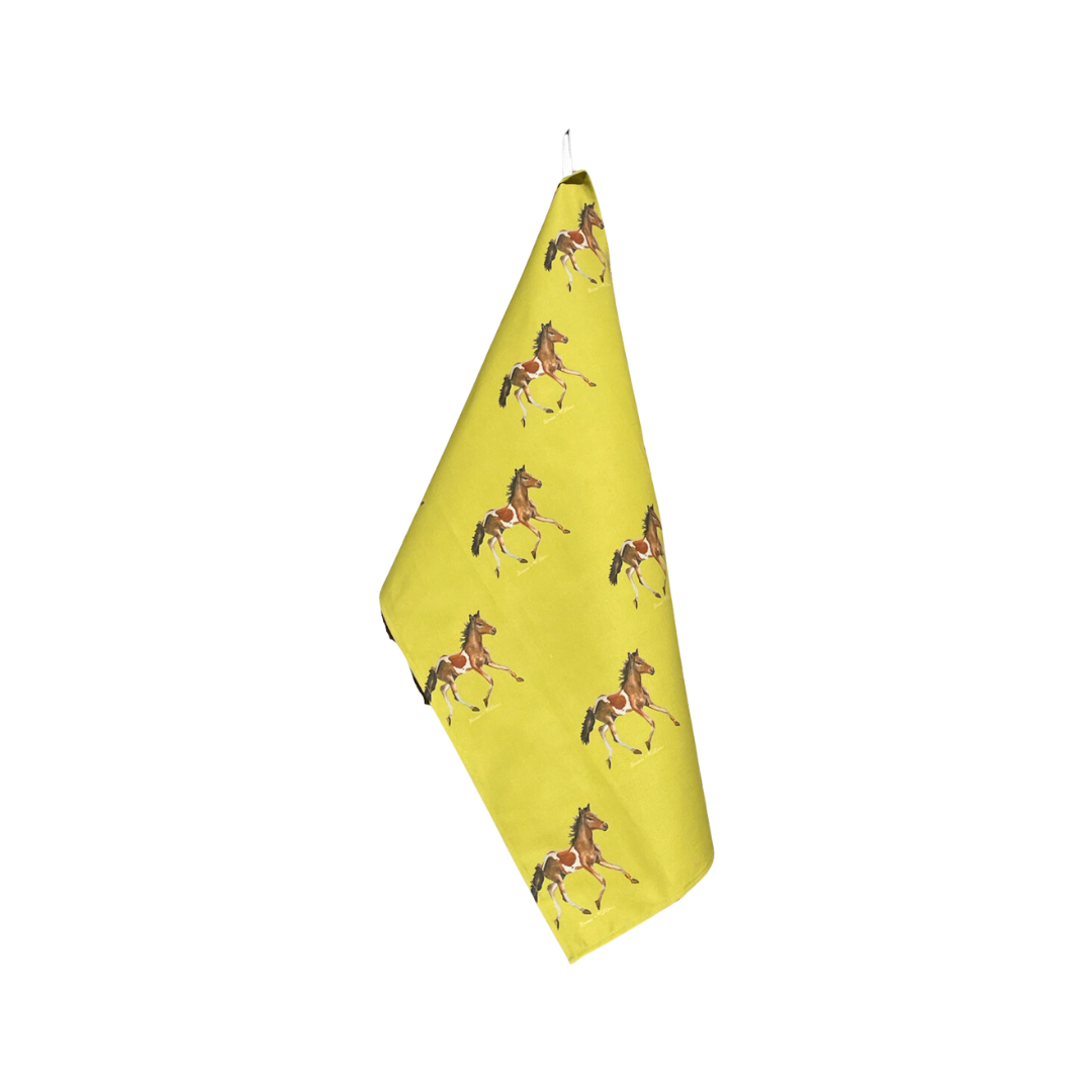 Kitchen Towel - Pony on Chartreuse Linen Cotton