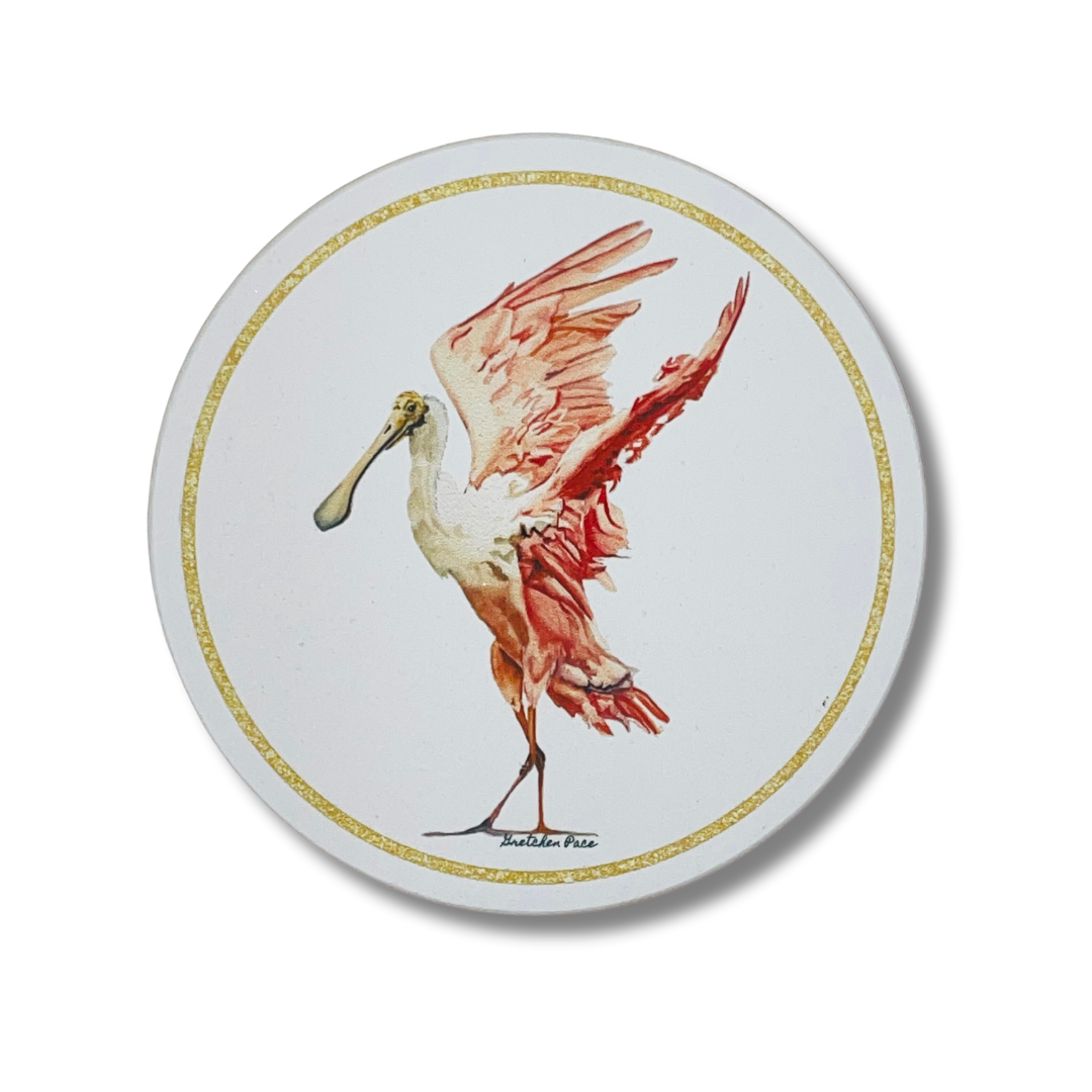 Stone Coaster - Roseate Spoonbill