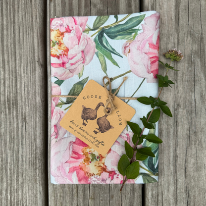 Tea Towel - Peonies on Light Blue