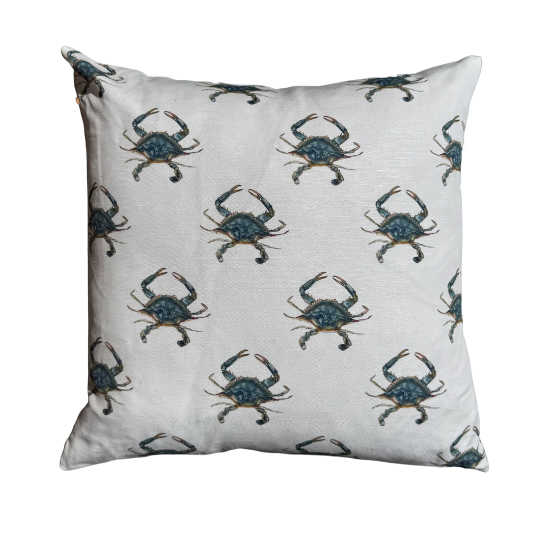 Throw Pillow - Blue Crab Repeat