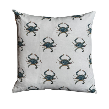 Throw Pillow - Blue Crab Repeat