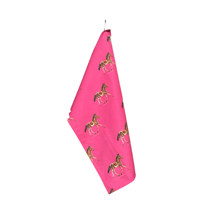 Kitchen Towel - Pony on Pink Linen Cotton